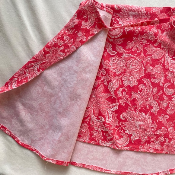 pink floral white wrap skirt bow tie - Picture 6 of 7